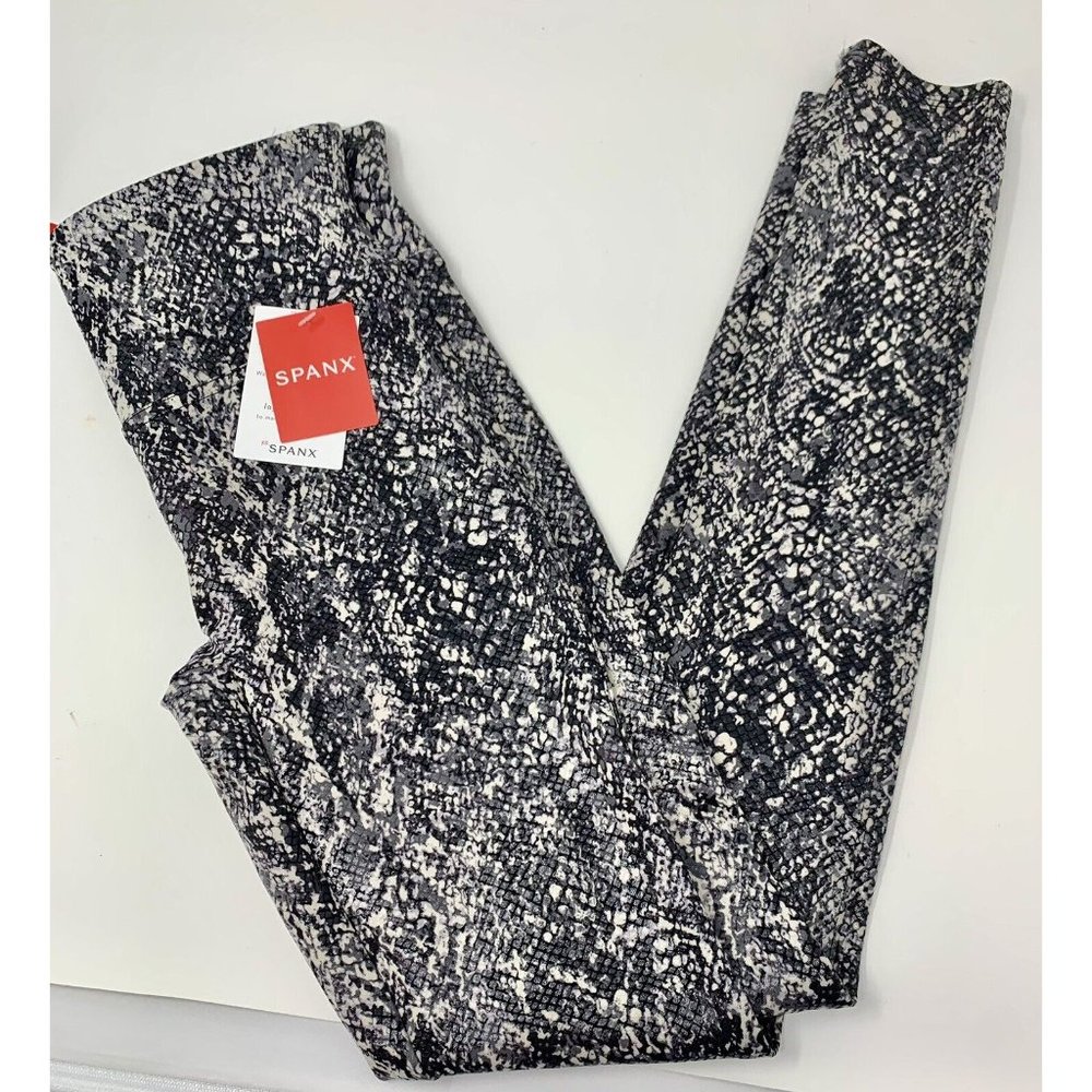 SPANX Faux Leather Leggings Snake Shine Grey Snake NWT Size S/P